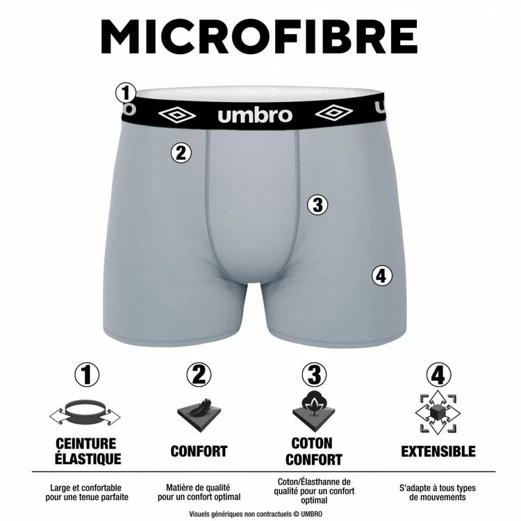 UMBRO Pack Surprise De 6 Boxers Microfibre Homme 6 UMBRO Pack Surprise De 6 Boxers Microfibre Homme – Image 4