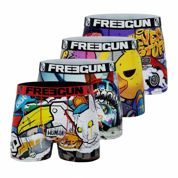 FREEGUN Lot De 4 Boxers Homme Street Art 3 FREEGUN Lot De 4 Boxers Homme Street Art