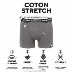 SERGE BLANCO Pack Surprise De 6 Boxers Coton Homme -Magasin de vente Relife B2CD 1322
