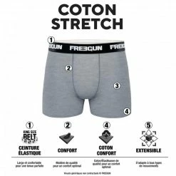 FREEGUN Lot De 3 Boxers Homme Coton Bleu -Magasin de vente Relife B2CD 1330