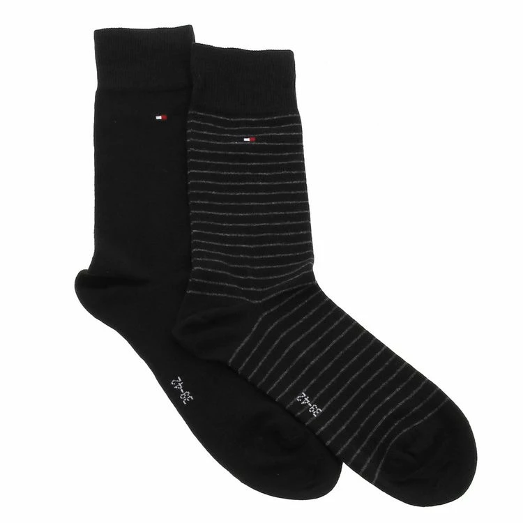 Tommy Hilfiger Chaussettes Tommy Hilfiger Th Men Small Stripe Sock 2p Black Noir 11-14 3 Tommy Hilfiger Chaussettes Tommy Hilfiger Th Men Small Stripe Sock 2p Black Noir 11-14