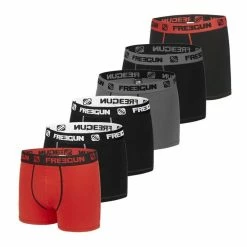 FREEGUN Lot De 6 Boxers Coton Homme Uni