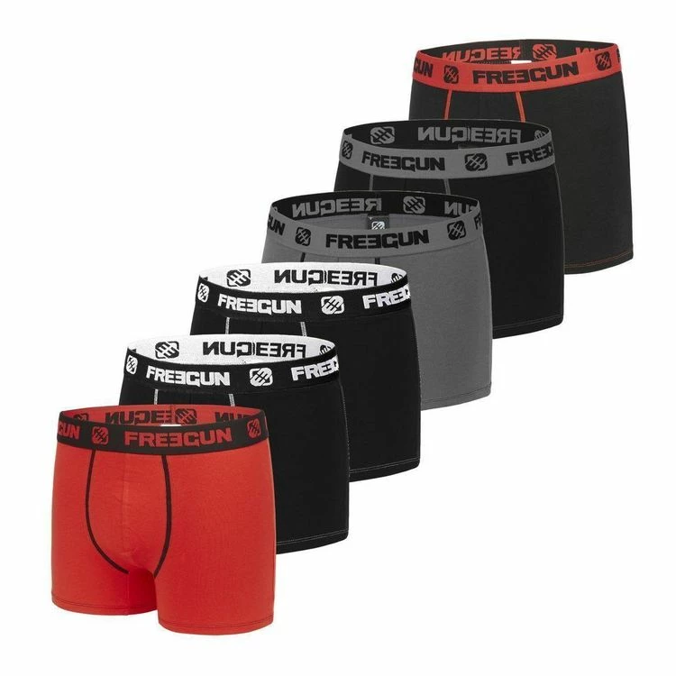 FREEGUN Lot De 6 Boxers Coton Homme Uni 3 FREEGUN Lot De 6 Boxers Coton Homme Uni