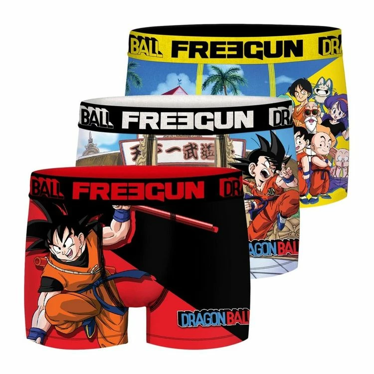 FREEGUN Lot De 3 Boxers Homme Dragon Ball Saiyen 3 FREEGUN Lot De 3 Boxers Homme Dragon Ball Saiyen