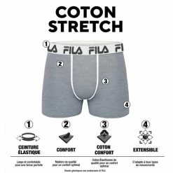 FILA Lot De 4 Boxers Coton Homme FU5016 Uni -Magasin de vente Relife B2CD 1565