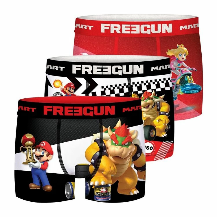 FREEGUN Lot De 3 Boxers Homme Mario Kart 3 FREEGUN Lot De 3 Boxers Homme Mario Kart