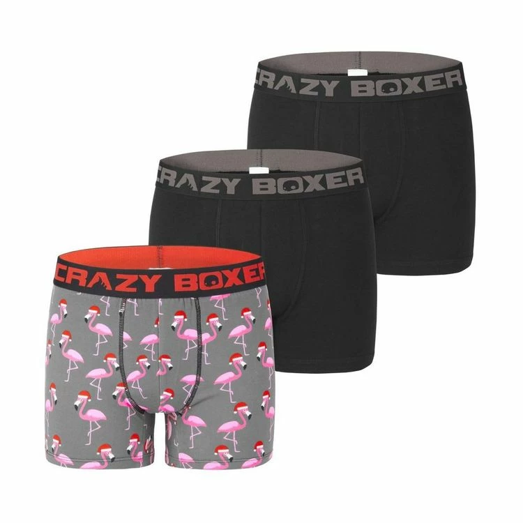 CRAZY BOXERS Boxer Homme Coton Bio Gots Flamant Noël 3 CRAZY BOXERS Boxer Homme Coton Bio Gots Flamant Noël