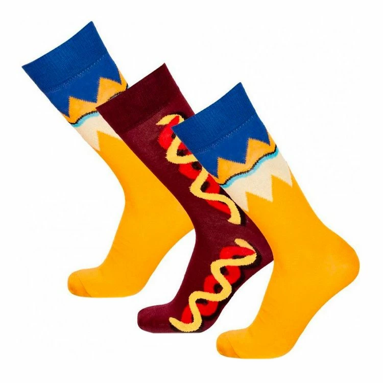 CRAZY SOCKS X3 Paires De Chaussettes Jaune/Marron Homme Crazy Socks Hot Dog 3 CRAZY SOCKS X3 Paires De Chaussettes Jaune/Marron Homme Crazy Socks Hot Dog