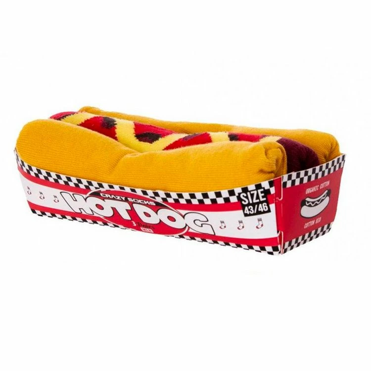 CRAZY SOCKS X3 Paires De Chaussettes Jaune/Marron Homme Crazy Socks Hot Dog 4 CRAZY SOCKS X3 Paires De Chaussettes Jaune/Marron Homme Crazy Socks Hot Dog – Image 2