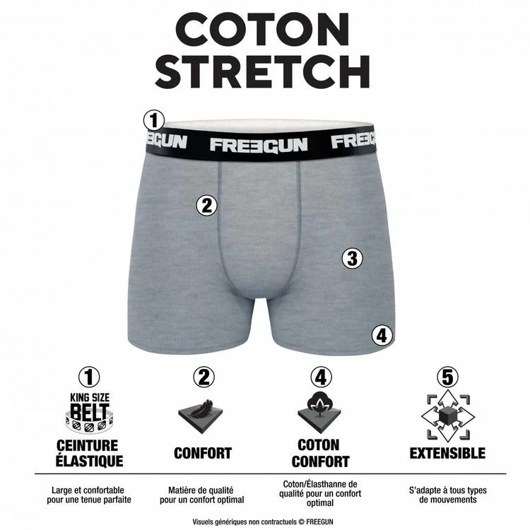 FREEGUN Lot De 4 Boxers Coton Homme 4 FREEGUN Lot De 4 Boxers Coton Homme – Image 2