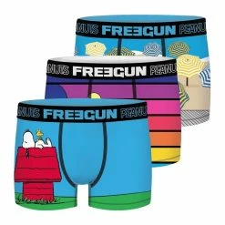 FREEGUN Lot De 3 Boxers Homme Peanuts Niche, Plage, Surf