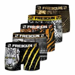 FREEGUN Lot De 5 Boxers Homme En Polyester Recyclé Savage Animals