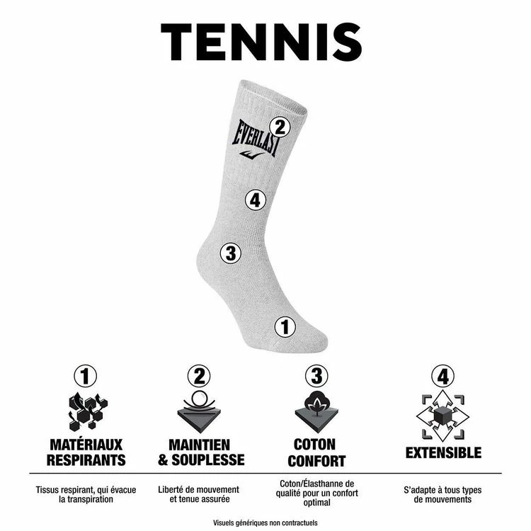 EVERLAST Lot De 9 Paires De Chaussettes Tennis Uni 4 EVERLAST Lot De 9 Paires De Chaussettes Tennis Uni – Image 2