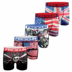 FREEGUN Lot De 5 Boxers Homme Drapeaux