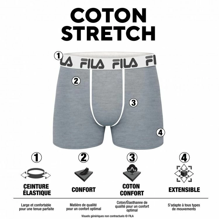 FILA Lot De 4 Boxers Coton Homme Fila 5016 Noir Et Bleu 4 FILA Lot De 4 Boxers Coton Homme Fila 5016 Noir Et Bleu – Image 2