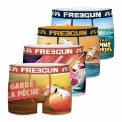 FREEGUN Lot De 4 Boxers Homme Lapins Crétins