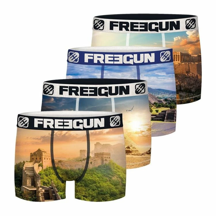 FREEGUN Lot De 4 Boxers Homme En Polyester Recyclé Landscape 3 FREEGUN Lot De 4 Boxers Homme En Polyester Recyclé Landscape
