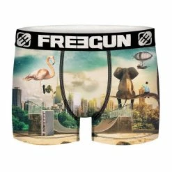 FREEGUN Boxer Homme Surealist Skate And Surf Elephant