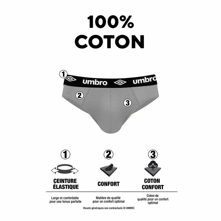 UMBRO Lot De 5 Slips Coton Homme Uni 4 UMBRO Lot De 5 Slips Coton Homme Uni – Image 2