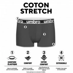 UMBRO Lot De 4 Boxers Coton Homme Uni Ceinture -Magasin de vente Relife B2CD 3081