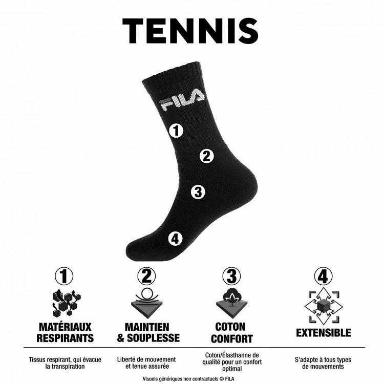 FILA Lot De 6 Paires De Chaussettes Tennis Homme 4 FILA Lot De 6 Paires De Chaussettes Tennis Homme – Image 2