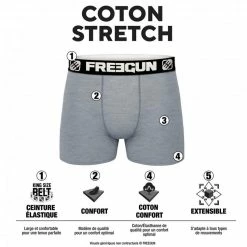 FREEGUN Lot De 4 Boxers Homme Coton Noir -Magasin de vente Relife B2CD 3267