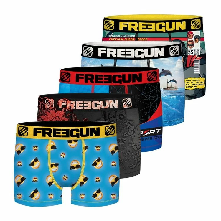 FREEGUN Pack Surprise De 5 Boxers Microfibre Homme 4 FREEGUN Pack Surprise De 5 Boxers Microfibre Homme – Image 2