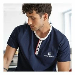 SERGE BLANCO Ensemble Homme Pyjama Court T-shirt Col Tunisien Vintage -Magasin de vente Relife B2CD 3314