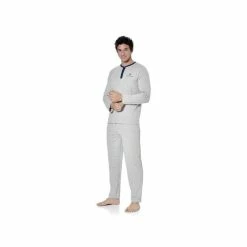 SERGE BLANCO Ensemble Pyjama Long Homme T-shirt Col Tunisien -Magasin de vente Relife B2CD 3353