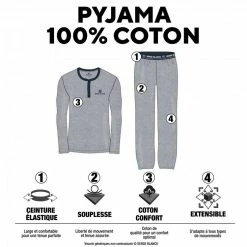 SERGE BLANCO Ensemble Pyjama Long Homme T-shirt Col Rond West 9 SERGE BLANCO Ensemble Pyjama Long Homme T-shirt Col Rond West -Magasin de vente Relife B2CD 3412