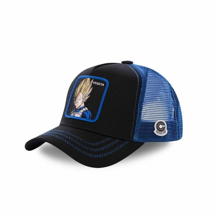 CAPSLAB Casquette Dragon Ball Z Vegeta Noir Filet Bleu 2 CAPSLAB Casquette Dragon Ball Z Vegeta Noir Filet Bleu