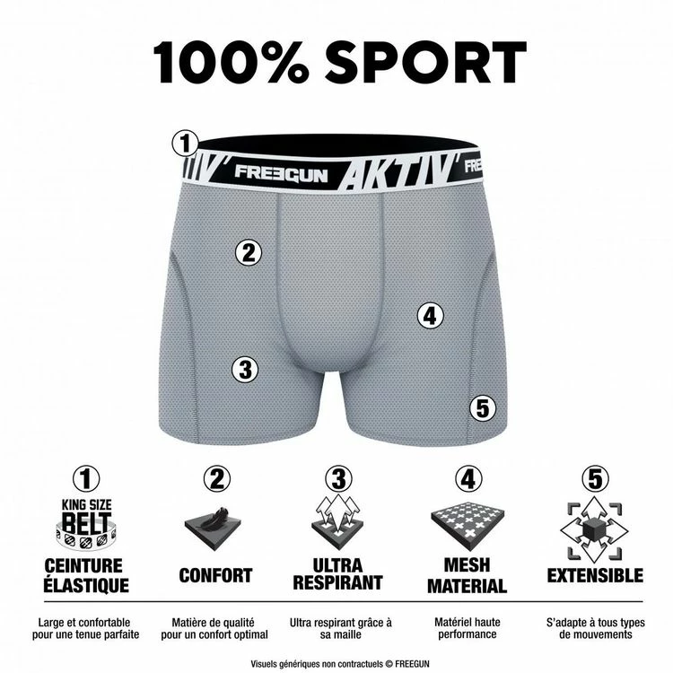 FREEGUN Lot De 3 Boxers Coton Homme AKTIV Sport 4 FREEGUN Lot De 3 Boxers Coton Homme AKTIV Sport – Image 2