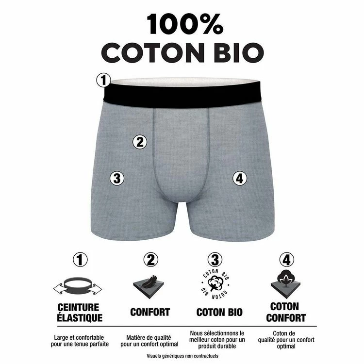 MY ESSENTIAL Lot De 6 Boxers Homme En Coton Bio My Esssential Blanc 4 MY ESSENTIAL Lot De 6 Boxers Homme En Coton Bio My Esssential Blanc – Image 2