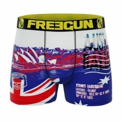 FREEGUN Lot De 4 Boxers Homme Flag & Cities -Magasin de vente Relife B2CD 695