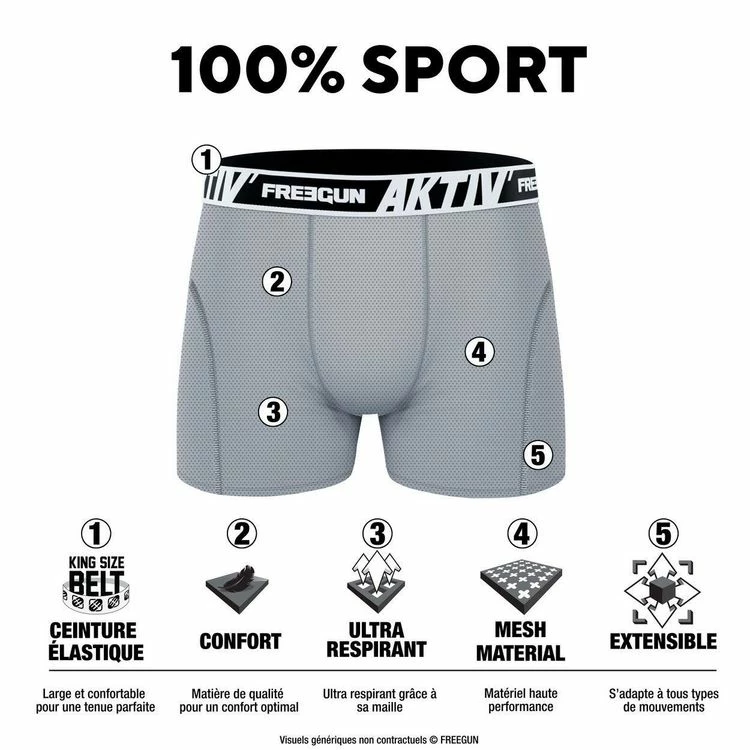 FREEGUN Lot De 6 Boxers Coton Homme AKTIV Sport 4 FREEGUN Lot De 6 Boxers Coton Homme AKTIV Sport – Image 2