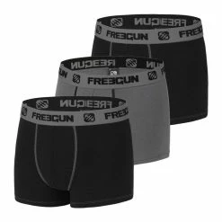 FREEGUN Lot De 3 Boxers Homme Coton Gris