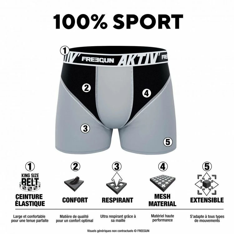 FREEGUN Lot De 4 Boxers Homme Aktiv Sport Fluo 4 FREEGUN Lot De 4 Boxers Homme Aktiv Sport Fluo – Image 2
